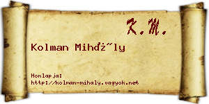 Kolman Mihály névjegykártya